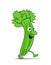 Funny cartoon celery on white