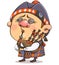 Funny cartoon character Briton in national clothes