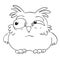 Funny cartoon character owl. Vector coloring book. Contour on a white background.