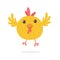 Funny cartoon chicken flying. Vector illustration.