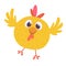 Funny cartoon chicken flying. Vector illustration.