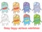 Funny cartoon colored write hand made draw doodle monster aliens octopus