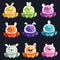 Funny cartoon colorful glossy aliens set. Little monsters collection.