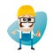 Funny cartoon construction worker with screwdriver