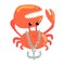 Funny cartoon crab with anchor chain colorful character vector Illustration