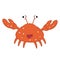 Funny cartoon crab with bulging eyes and big teases and shows tongue
