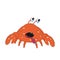Funny cartoon crab with bulging eyes sad and crying
