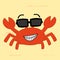 Funny cartoon crab with sunglass on the beach cute illustration