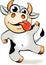 Funny cartoon crazy mad and happy cow
