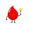 Funny cartoon Cute happy smiling blood drop have idea and lightbulb, World Blood Donor Day, healthy concept, icon comic character