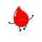 Funny cartoon Cute happy smiling blood drop kawaii jumping, World Blood Donor Day, healthy concept, icon comic character Vector