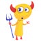 Funny cartoon devil with trident. Vector clipart.