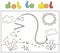 Funny cartoon dinosaur. Dot to dot game for kids