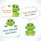 Funny Cartoon Dragon or Frog with Blank Banners