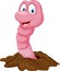 Funny cartoon earthworm