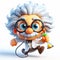Funny cartoon of Einstein, the famous physicist with shaggy hair. AI generated