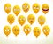 Funny cartoon emoji balloons set. Yellow smiley faces.