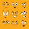 Funny cartoon faces with emotions.