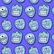 Funny cartoon faces seamless pattern.