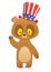 Funny cartoon fat bear wearing Uncle Sam hat. Grizzly character design for  American Independence Day