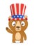 Funny cartoon fat bear wearing Uncle Sam hat. Grizzly character design for  American Independence Day