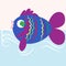 Funny cartoon fish, bright and beautiful, fantastic and abstract vector illustration