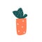 Funny cartoon flat vector cacti in pot