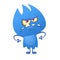 Funny cartoon fluffy blue monster alien creature character.