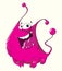 Funny cartoon fluffy pink monster with a smile