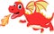 Funny cartoon flying dragon with fire