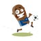 Funny cartoon football player