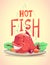 Funny cartoon fried red hot fish