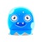 Funny cartoon friendly blue slimy monster. Cute bright jelly character vector Illustration