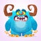 Funny cartoon furry monster character. Illustration of cute and happy mythical alien