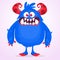 Funny cartoon furry monster character. Illustration of cute and happy mythical alien