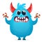 Funny cartoon furry monster character. Illustration of cute and happy mythical alien