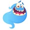 Funny cartoon ghost laughing. Vector blue ghost illustration