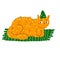 Funny cartoon ginger in Christmas and New Year garland. Modern flat style pet charcter for Winter holidays celebration