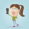 Funny cartoon girl taking a selfie