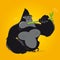 Funny cartoon gorilla eating bamboo vector illustration