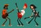 Funny cartoon guys playing guitar