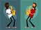 Funny cartoon guys playing saxophone