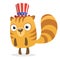 Funny cartoon hamster or chipmunk wearing Uncle Sam hat. Marmot character design for  American Independence Day