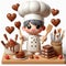 Funny cartoon of heart-shaped chocolate candy. Concept of love and passion. Valentine Day. AI generated