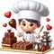 Funny cartoon of heart-shaped chocolate candy. Concept of love and passion. Valentine Day. AI generated