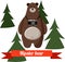 Funny cartoon hipster bear photographer vector