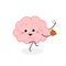 Funny cartoon human brain baseball player pitcher