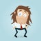 Funny cartoon illustration of a businessman with long hair