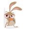 Funny cartoon illustration of a cool rabbit