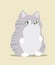 Funny cartoon illustration of a grey bobcat in cartoon style
